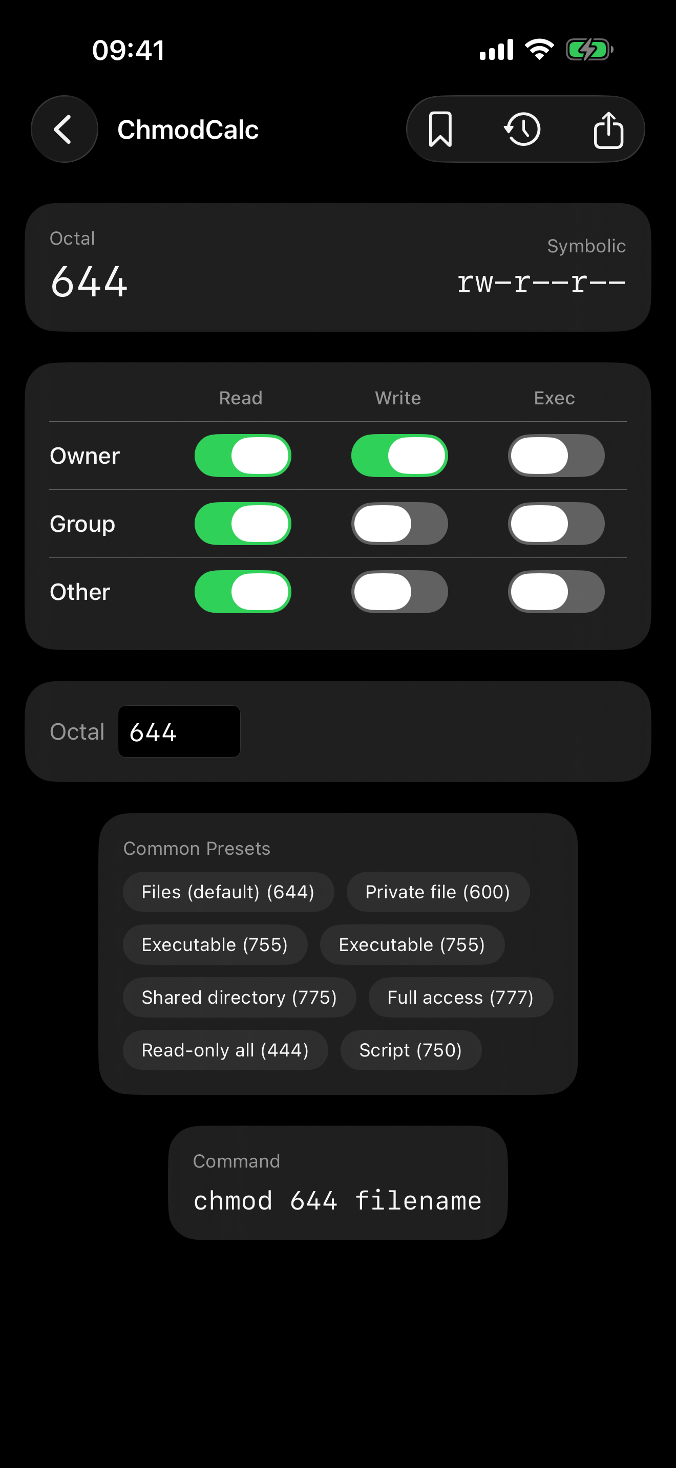 ChmodCalc — Unix file permissions calculator